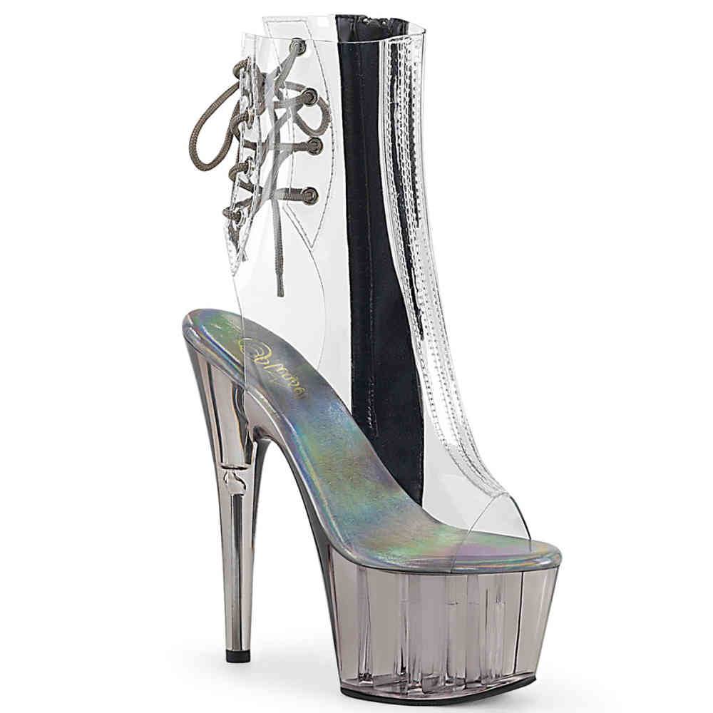 Pleaser - ADORE1018CT Bottes de plateforme, Pole dance chaussures - Chaussures de pole dance - Gris/Transparent Product image